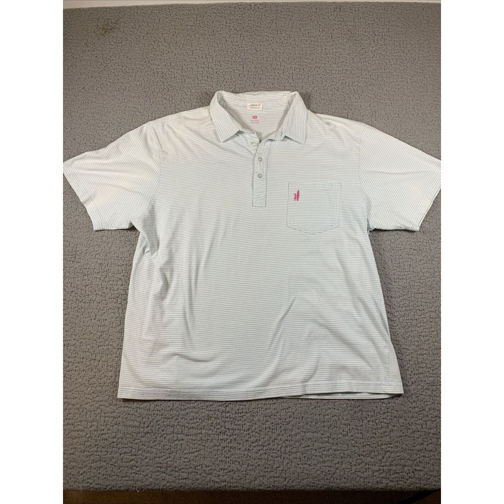 Johnnie O Polo‎ Mens XXL Mint Green Striped Performance Golf Short Sleeve 2XL